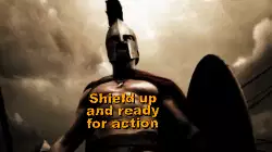 Shield up and ready for action meme