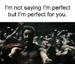I'm not saying I'm perfect but I'm perfect for you. meme