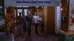 Andy Stitzer walking down the hallway of the hotel, excited and nervous meme