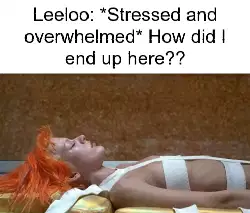Leeloo: *Stressed and overwhelmed* How did I end up here?? meme