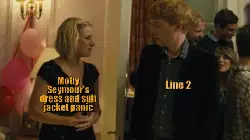 Molly Seymour's dress and suit jacket panic meme