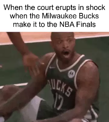 When the court erupts in shock when the Milwaukee Bucks make it to the NBA Finals meme