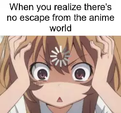 When you realize there's no escape from the anime world meme