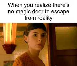 When you realize there's no magic door to escape from reality meme
