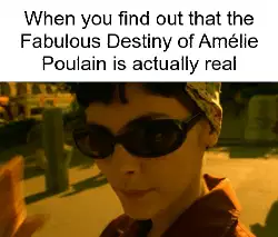 When you find out that the Fabulous Destiny of Amélie Poulain is actually real meme