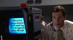 When the teleprompter isn't working, Ron Burgundy takes charge meme