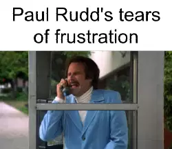 Paul Rudd's tears of frustration meme