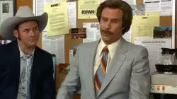 When you see Ron Burgundy pinning up a cork board with ease meme