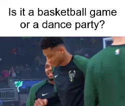 Is it a basketball game or a dance party? meme