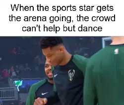 When the sports star gets the arena going, the crowd can't help but dance meme