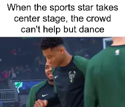 When the sports star takes center stage, the crowd can't help but dance meme