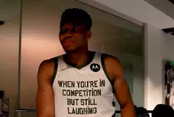 When you're in competition but still laughing meme