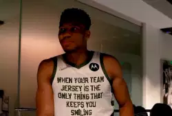 When your team jersey is the only thing that keeps you smiling meme