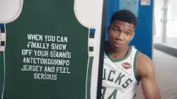 When you can finally show off your Giannis Antetokounmpo jersey and feel serious meme