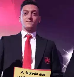 A tuxedo and yellow card: the perfect way to show your Arsenal spirit meme