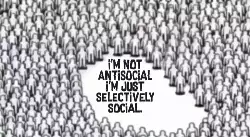 I'm not antisocial I'm just selectively social. meme