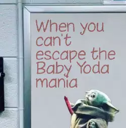 When you can't escape the Baby Yoda mania meme