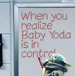 When you realize Baby Yoda is in control meme