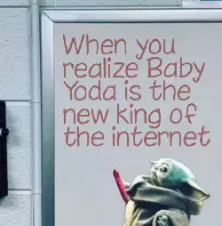 When you realize Baby Yoda is the new king of the internet meme