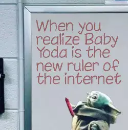 When you realize Baby Yoda is the new ruler of the internet meme