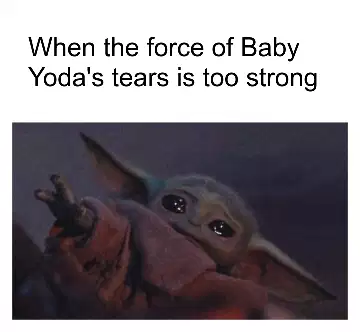 When the force of Baby Yoda's tears is too strong meme