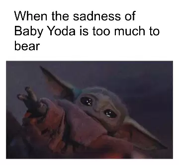 When the sadness of Baby Yoda is too much to bear meme