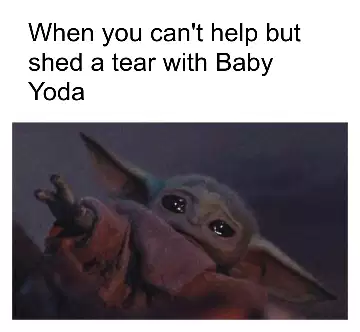 When you can't help but shed a tear with Baby Yoda meme