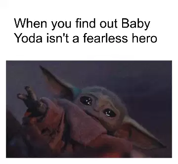When you find out Baby Yoda isn't a fearless hero meme