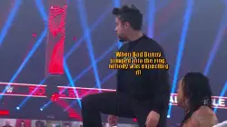 When Bad Bunny jumped into the ring, nobody was expecting it! meme