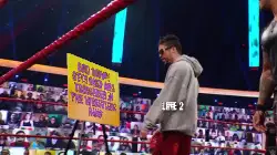 Bad Bunny gets mad and triggered in the wrestling ring meme