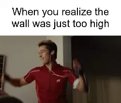 When you realize the wall was just too high meme