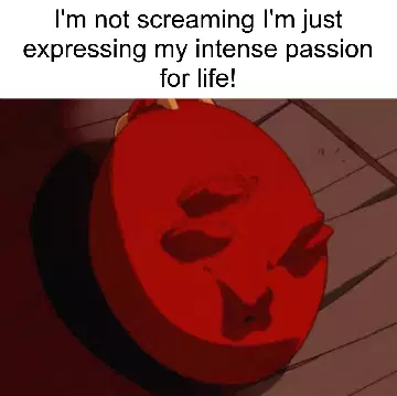 I'm not screaming I'm just expressing my intense passion for life! meme