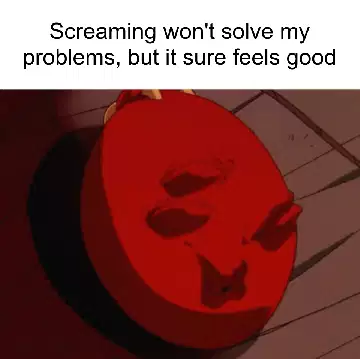 Screaming won't solve my problems, but it sure feels good meme