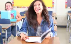School supplies with a side of curly hair and denim jacket meme