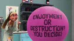 Enjoyment or destruction? You decide! meme