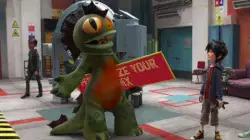 Fred Rotates Sign In Monster Costume 