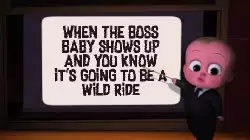 When the boss baby shows up and you know it's going to be a wild ride meme
