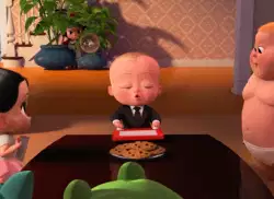 When the Boss Baby is caught in the act of cookie eating meme