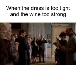 When the dress is too tight and the wine too strong meme