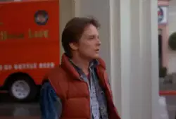 Marty McFly looking at the Back to the Future sign like... meme