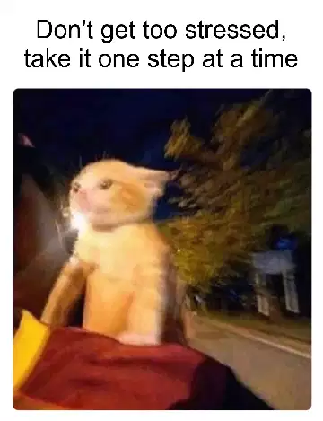 Don't get too stressed, take it one step at a time meme