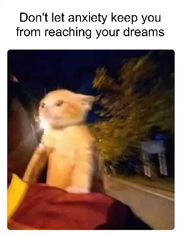 Don't let anxiety keep you from reaching your dreams meme