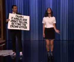 Charli D'Amelio and Jimmy Fallon, getting the crowd hyped! meme