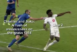 Chiellini and Saka: A rush of anxiousness on the grass field meme