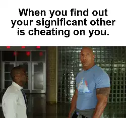 When you find out your significant other is cheating on you. meme
