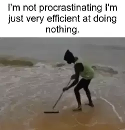 I'm not procrastinating I'm just very efficient at doing nothing. meme