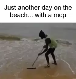 Just another day on the beach... with a mop meme