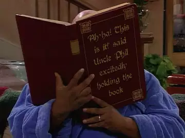 'Ah-ha! This is it!' said Uncle Phil, excitedly holding the book meme