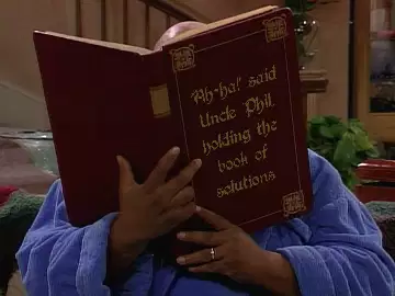 'Ah-ha!' said Uncle Phil, holding the book of solutions meme