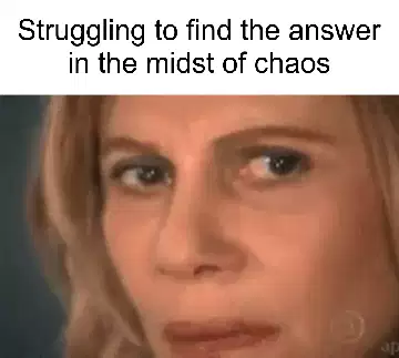 Struggling to find the answer in the midst of chaos meme